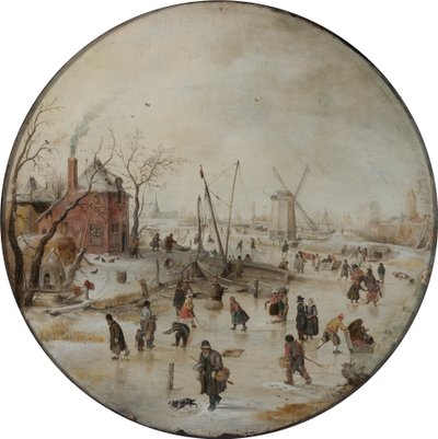 Gefrorener Fluss mit Schlittschuhläufern von Hendrick Avercamp